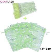 OKAYLASH ใหม่ล่าสุด Bundle ขายขนตาผีเสื้อแพคเกจ Draw String Organza ของขวัญ Candy กระเป๋ามาสคาร่าสำหรับขายส่ง