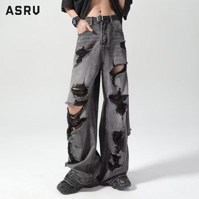 ASRV กางเกงยีนส์ชาย กางเกงขายาว ชาย กางเกงยีนส์ผู้ชาย jeans for men กางเกงผ้าเดนิมขอทานขายาวแบบขาดแนวสตรีทยีนส์หลวมขาตรงกางเกงฮิปฮอปหล่อสำหรับทั้งหญิงและชายสไตล์เดียวกัน