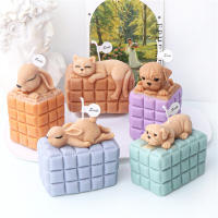 Unique Candle Making Kitchen Accessories Tools Homemade Plaster Gift Funky Home Decor Cute Animal Candle Mold Sleepy Cat Silicone Mold Shar Pei Puppy Candle Mold