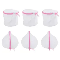 Mesh Laundry Bag 6 in 1 Set with Zips Handle Small Triangle-Shape x 3/Cylinder x 3 Laundry Net Fine Lingerie Wash Bags 6 Reusable Washing Machine for Bra/Underwear/Socks