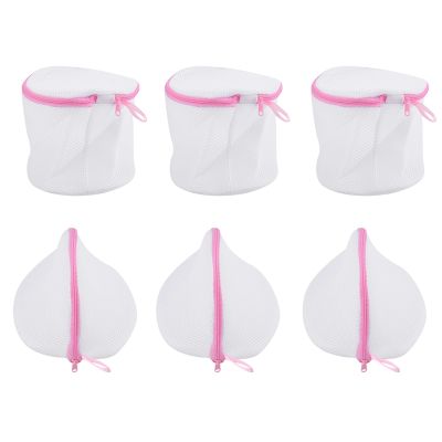 Mesh Laundry Bag 6 in 1 Set with Zips Handle Small Triangle-Shape x 3/Cylinder x 3 Laundry Net Fine Lingerie Wash Bags 6 Reusable Washing Machine for Bra/Underwear/Socks