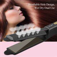 [Hot On Sale] Wide Plate Hair Straightener Flat Iron Professional Titanium Alloy Straightening Iron Temperature Adjustable With Venting Hole