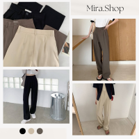 Mira_shop กางเกงขายาว หลังสมอค เรียบแต่เก๋  1047#