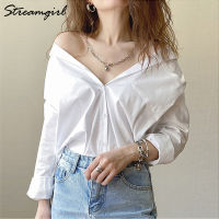 White Blouse Shirts Women Cotton Tunics Plus Size Long Tops White Button Shirt Feminine Blouses Spring Oversize Shirts Blouses