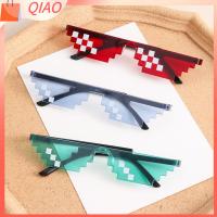 QIAO ของขวัญ คอสเพลย์ ผู้ชายและผู้หญิง เฉดสี แว่นตาปาร์ตี้ แว่นตาโมเสค pixelated แว่นกันแดดหุ่นยนต์นักเล่นเกม