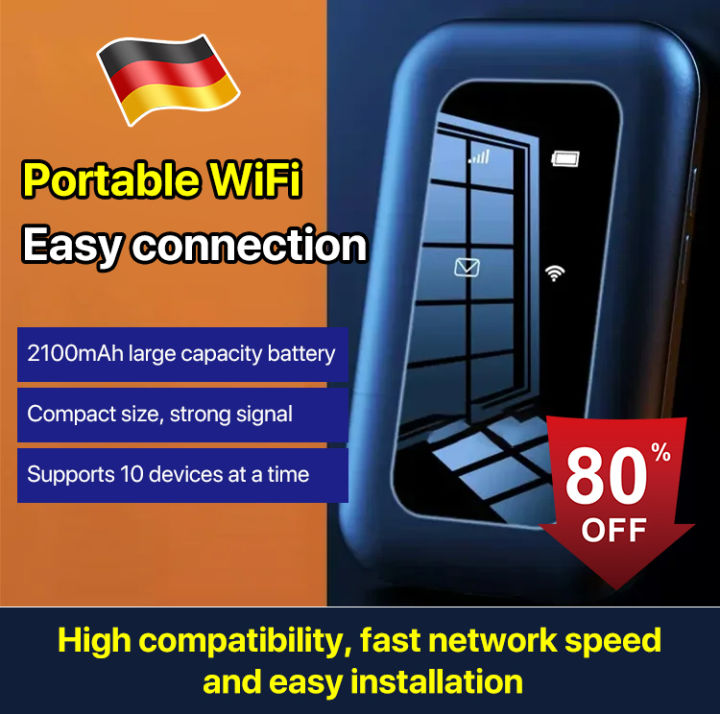 4G Mobile WiFi Hotspot,Portable Lightweight Travel Mobile WiFi Hotspot  Supports 10 Users at The Same Time,Pocket WiFi Device with 2100mAh Large