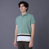 SAGE LEAF GREEN SLIM FIT STRIPE POLO SHIRT เสื้อโปโลสีเขียว SAGE LEAF GREEN ลายริ้วทรงสลิมฟิต