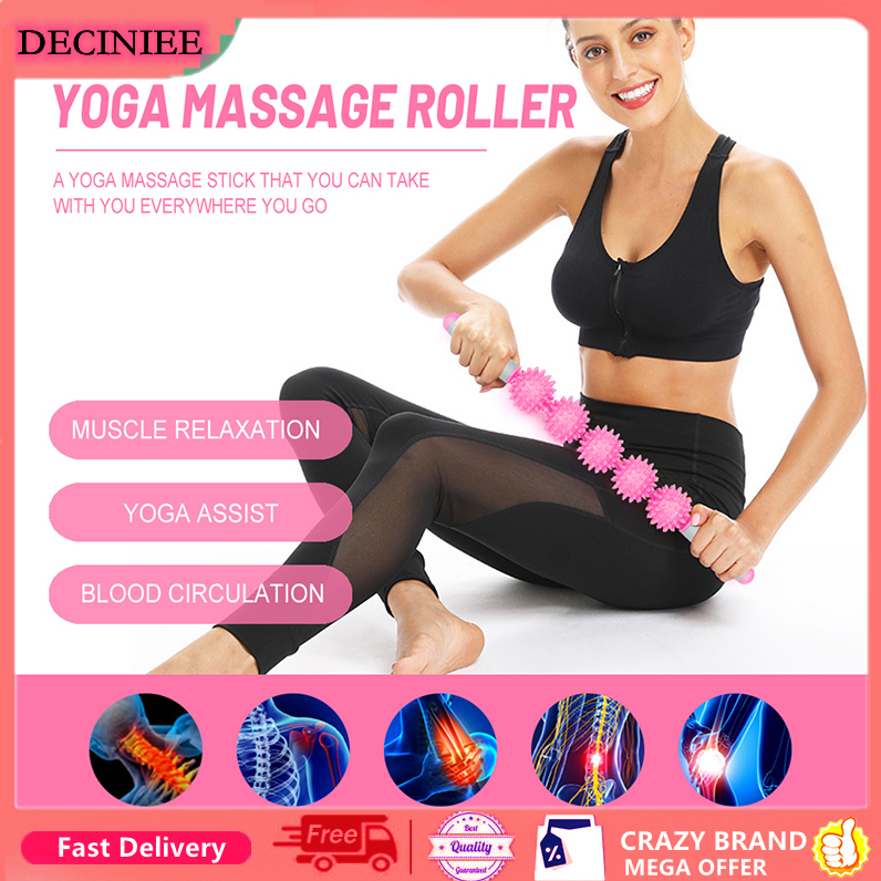 Muscle Roller Massage Stick For Runners Yoga Deep Muscle Relaxation Tool pink 