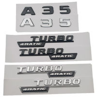 3D ABS สีดำรถด้านหลัง Trunk Badge สติกเกอร์ Fender โลโก้ด้านข้าง A35 Turbo 4Matic สัญลักษณ์สำหรับ A 35 AMG W176 W177อุปกรณ์เสริม