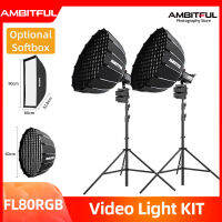 AMBITFUL FL80RGB LED Video Light KIT Outdoor Photography Daylight Lighting Adjust Brightness Bowens Mount Support APP