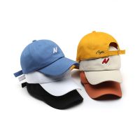 หมวกเบสบอลปักลายตัวอักษร N สำหรับผู้หญิง,หมวกสีทึบหมวกแก็ปผ้าฝ้ายลำลองแฟชั่นหมวกฮิปฮอปม่านบังแดดกลางแจ้ง