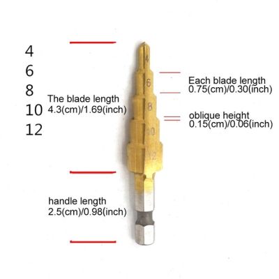 【Worth-Buy】 Hss ดอกสว่านเจาะขั้นกรวยขั้น4-12/20/32มม. อุปกรณ์เจาะไฟฟ้าเจาะเคลือบไททาเนียมบิตสำหรับงานไม้กรวยที่ตัดรูไม้