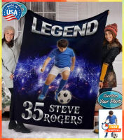 Legend Soccer Player Custom Name And Number Quilt Blanket Decor Home Full Size   flannel blanket