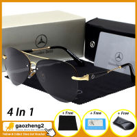 [4 in 1]gaozheng2 เดิม Benz ผู้ชายแว่นกันแดด P olarized ขับรถ frameless ขับรถป้องกันรังสียูวีแว่นตาผู้ชาย