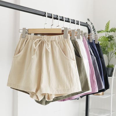 Cotton Linen Shorts Womens Sports Shorts Summer Solid High Waist Black Shorts Women Fashion Plus Size Casual Basic Short Pants