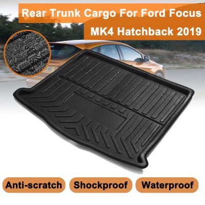 สำหรับ Ford Focus MK4 Hatchback 2019 + ด้านหลัง Cargo Mat แผ่นพื้นพรมด้านหลัง Cargo Boot Liner ถาดชั้น Auto อุปกรณ์เสริม