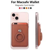 For Air Tag For MagSafe Magnetic Slot Card Holder Cover For iPhone 14 Pro 13 12 11 Pro Leather Wallet Airtags Anti Lost Cases