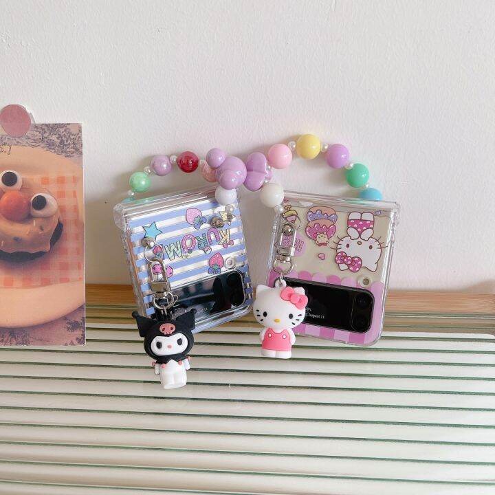 cold-noodles-sanrio-kuromi-my-melody-3d-ตุ๊กตามุกโซ่มือกรณีโทรศัพท์สำหรับ-s-amsung-g-alaxy-z-พลิก3-4-5กรัม-zflip3-zflip4-flip3-flip4ปก