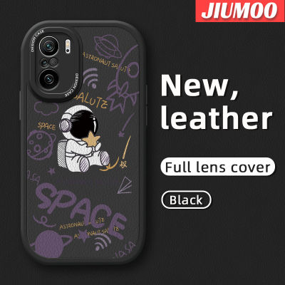 เคส JIUMOO สำหรับ Xiaomi Poco F3 Redmi K40 Pro เคสการ์ตูนน่ารัก Space Astronauts ใหม่เคสใส่โทรศัพท์หนังกันกระแทกกรอบหลังซิลิโคนรวมเลนส์กล้องเคสป้องกัน