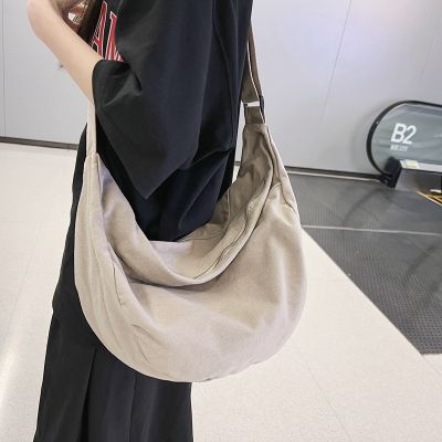New Korean Style Canvas Bag Ins All-Match Large Capacity Canvas Bag College Students Literary Style Class Bag Crossbody Bag 2023