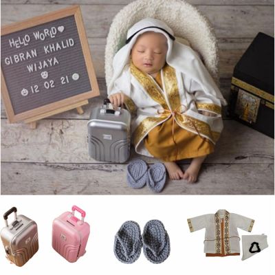 ✓☽ jiozpdn055186 Recém-nascidos Fotografia Adereços Criativo Mala Bebê Foto Loja de roupas Robe Costum árabe Acessórios do bebê