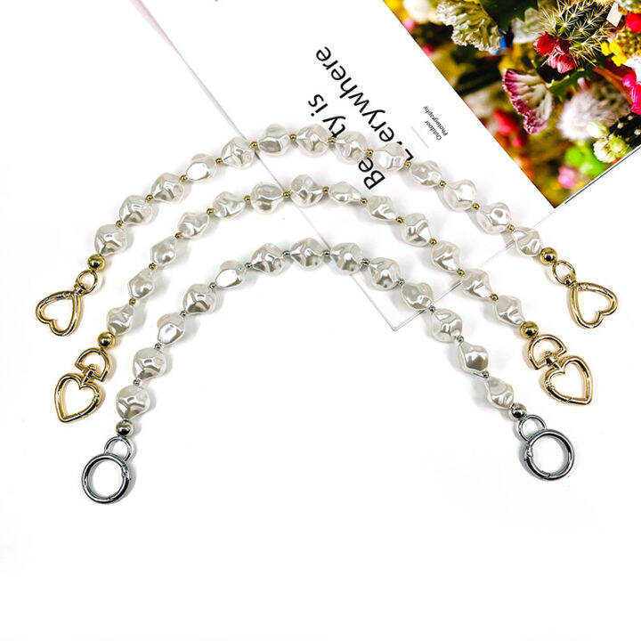 love-chain-pearl-chain-luggage-accessories-short-luggage-chain-irregular-pearl-chain-metal-chain-metal-hook-chain