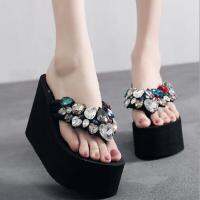 Summer New Fashion 6 CM 8 CM 11 CM High Heels Wedges Clip Toe Platform Crystal Rhinestone lip-flops Ladies Beach Slippers