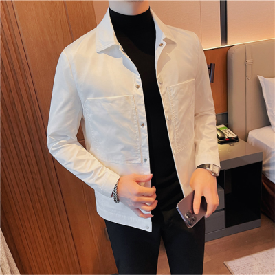 สีดำ สีขาวฤดูใบไม้ผลิแขนยาว Lapel Jacket 2023แฟชั่นกระเป๋าใหญ่ Slim Fit Casual Coat Single Breasted Simple Social Overcoat