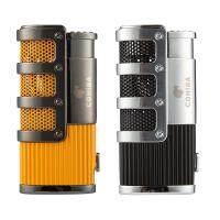 COHIBA ซิการ์เบาบิวเทน3ไฟฉายเจ็ทเปลวไฟเบาด้วยซิการ์ตัดหมัดอุปกรณ์ Windproof ไฟแช็กกล่องของขวัญ