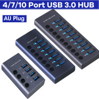 4/7/10พอร์ต USB 3.0ฮับขับเคลื่อน + ตัวแยกความเร็วสูงตัวขยายแหล่งจ่ายไฟฮับขับเคลื่อนพอร์ต4/7/10 USB 3.0