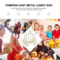 Cinderella Pumpkin Carriage Candy Holder Candy Box Candy Cart Tabletop Decoration For Halloween Wedding Party Golden Color Cart Storage Boxes