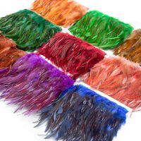 1 เมตรที่มีสีสันไก่ฟ้า Rooster Feathers Fringe Trim บนเทปไก่ Feather ริบบิ้นเย็บบินผูกชุดตกแต่งลูกไม้-final1