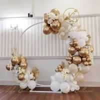 【CC】 white Garland Arch chrome gold for Wedding Birthday Baby Shower Background Decoration