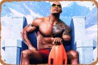 Baywatch ป้ายดีบุกติดผนังลายโปสเตอร์ภาพยนตร์ Dwayne Johnson หินโปสเตอร์ตกแต่งผนังงานศิลปะแขวนสำหรับตกแต่งแผ่นโลหะโบราณร้านกาแฟบ้าน