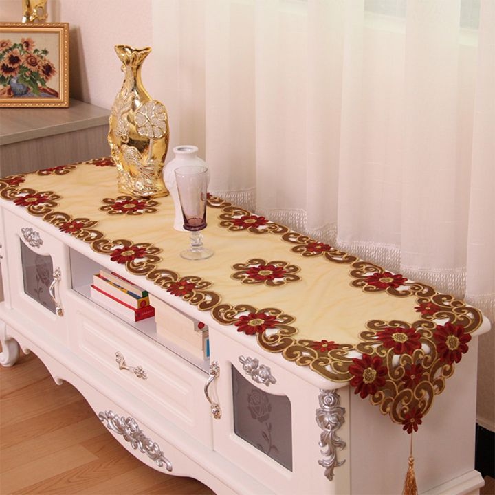 ลูกปัด-lalangbeads-ผ้าคลุมโต๊ะกันคราบผ้าปูโต๊ะโพลีเอสเตอร์15x59นิ้วมาใหม่ล่าสุดปัก