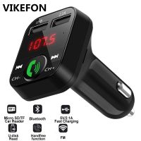 รถ Bluetooth 5.0 FM Transmitter อะแดปเตอร์ไร้สาย Mic Audio Receiver เครื่องเล่น MP3 อัตโนมัติ 2.1A Dual USB Fast Charger อุปกรณ์เสริมในรถยนต์