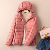 ZZOOI Hooded Down Coat Autumn Winter Women Light Thin 90% White Duck Down Jacket Parkas Female Long Sleeve Large Size Warm Outwears