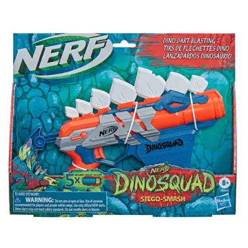 Nerf DinoSquad Armorstrike Dart Blaster, 8-Dart Rotating Drum, Drop Grip,  16 Nerf Elite Darts, Anklyosaurus Dinosaur Design - Nerf