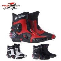 PRO-BIKER SPEED BIKERS รองเท้าบูทมอเตอร์ไซค์ Wear-Resistant Microfiber Leather Racing Motocross Motorbike Riding Mid-Calf Boots Shoes