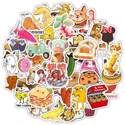【LZ】♨◎  Cute Funny Food Cartoon Sticker Scrapbooking Material para Decoração DIY Notebook Brinquedos para Crianças Bagagem Bagagem Impermeável