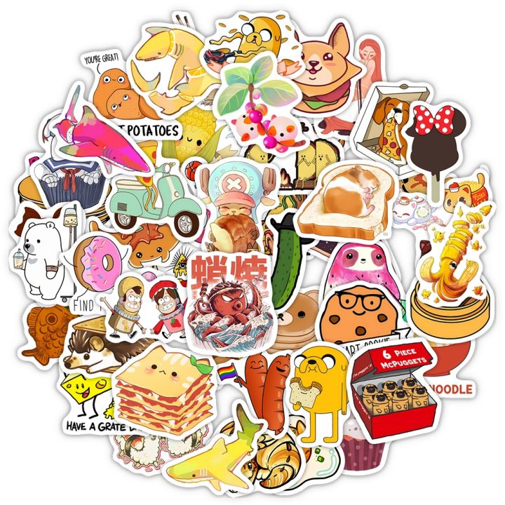 lz-cute-funny-food-cartoon-sticker-scrapbooking-material-para-decora-o-diy-notebook-brinquedos-para-crian-as-bagagem-bagagem-imperme-vel