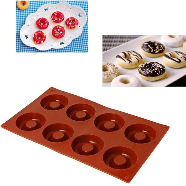 ซิลิโคน8หลุม-alat-pembuat-donat-ถาดอบ-non-stick-อุปกรณ์อบขนมช็อกโกแลต-cupcake-แม่พิมพ์มัฟฟินแม่พิมพ์โดนัท