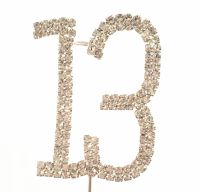 Bar Mitzvah Rhinestone Number 13 happy 13rd Birthday party decoration 5 cm Cake Cupcake Topper Gift Flower Pick