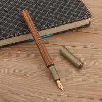 2022 Luxury Wood Fountain Pen Wenge Wooden Brass Spin Elegante Stationery School Supplies Calligraphy Ink Pens  Pens