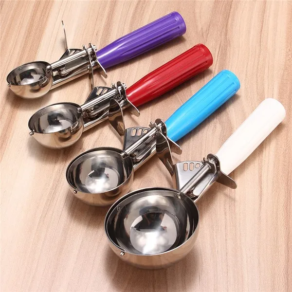 4 Sizes Stainless Steel Fruit Ice Cream Scoop Spoon Cookies Spoon Handle  Food Portioner Cutter Scoop Kitchen Accessories ZHH2516/20