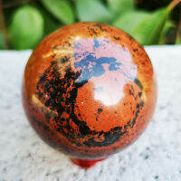 55-60มม. มะฮอกกานีสีแดงธรรมชาติและสีดำ Obsidian Crystal Quartz Sphere,Ball,Orb