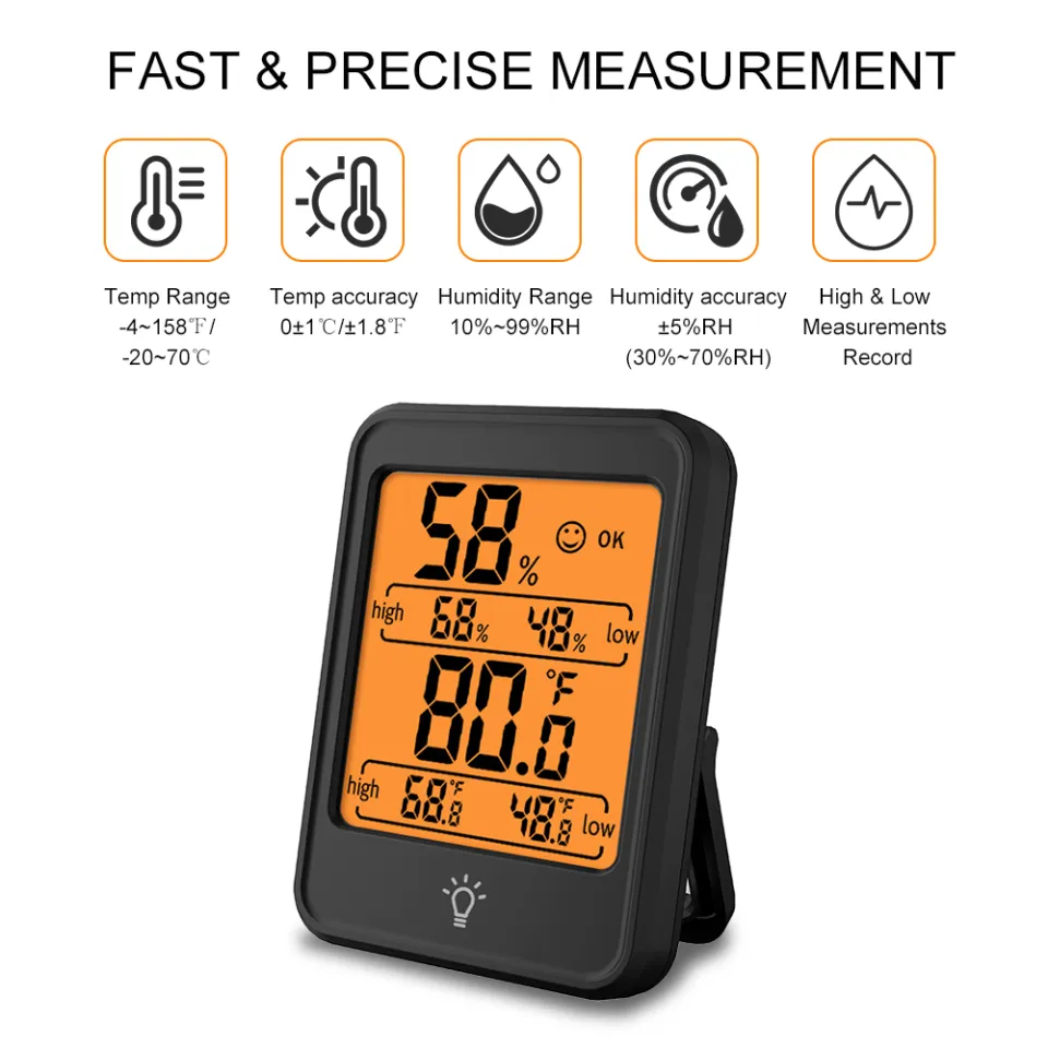 Digital Hygrometer Thermometer, Indoor & Outdoor Temperature Humidity  Monitor, Home Office Temp Humidity Gauge Meter - Lcd Display, Battery  Included