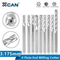 XCAN End Mill 4 ขลุ่ยคาร์ไบด์มิลลิ่งคัตเตอร์ 3.175 มม. ก้านเกลียวแบนมิลลิ่งบิตอลูมิเนียมตัด CNC Router Bit