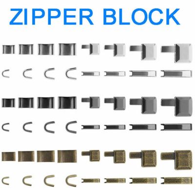 10/24/123Pcs Metal Zipper Stopper Head Zip Sliders Retainer Insertion Pin Zipper Top Ends for Coat Jacket Zipper Repair Kit Door Hardware Locks Fabric