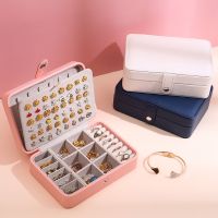 New Jewelry Box Simple Portable Travel PU Leather Double Layer Lock Earrings Large Storage Display Organizer Case Jewelry Box